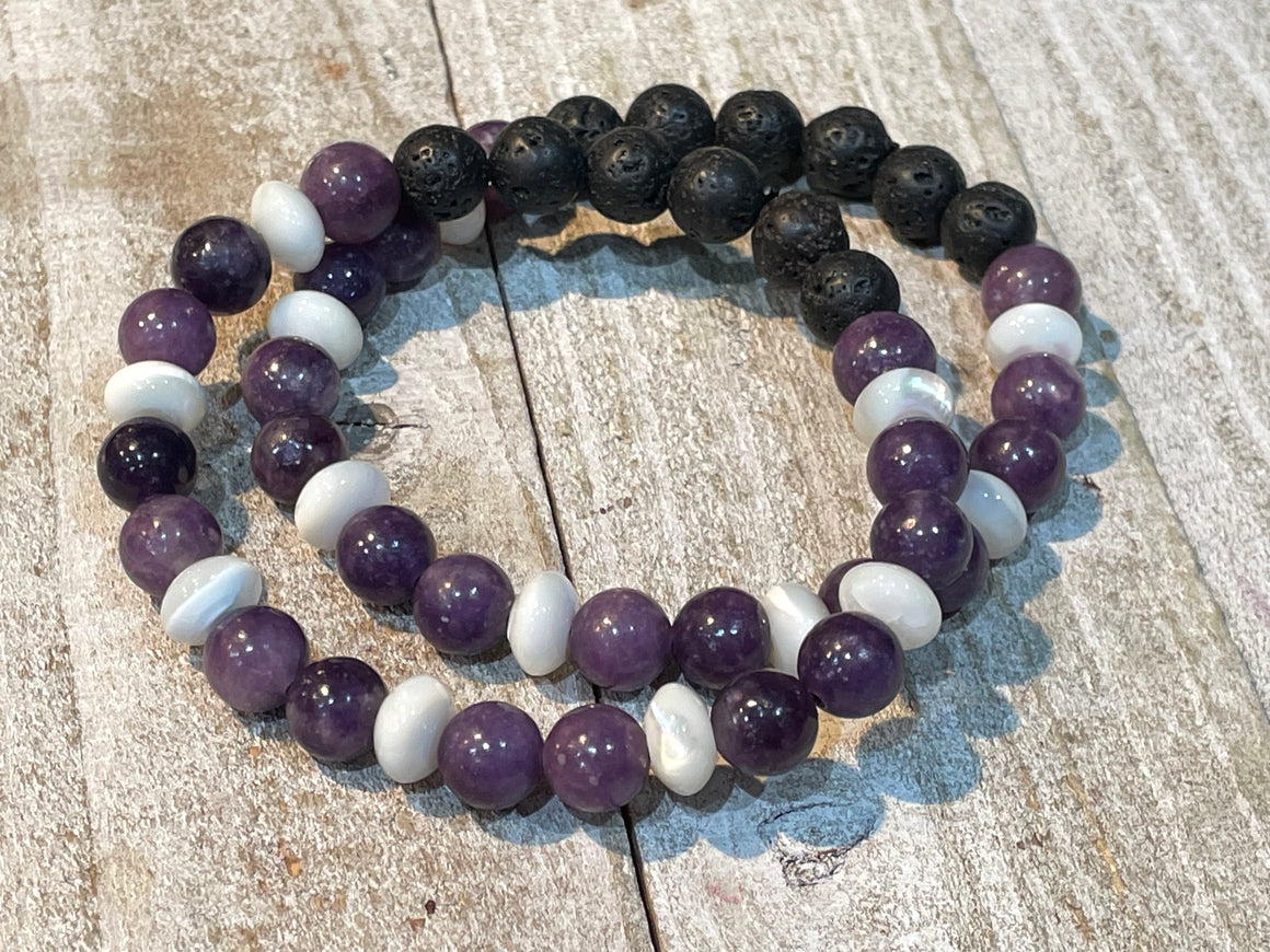 Aromatherapy Healing Stone Bracelet  - Lepidolite for Anxiety