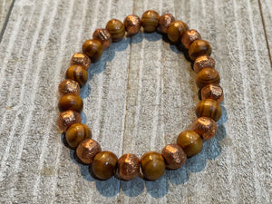 Aromatherapy Healing Stone Bracelet - Copper and Olive Wood