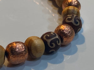 Aromatherapy Healing Stone Bracelet - Copper and Olive Wood