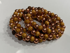 Aromatherapy Healing Stone Bracelet - Copper and Olive Wood - Oakwood Natural Living