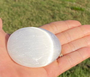 Selenite Crystal Palm Stone - Oakwood Natural Living