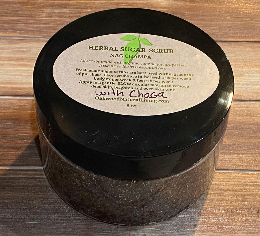 Sugar Face and Body Scrub - Nag Champa Chaga - Oakwood Natural Living