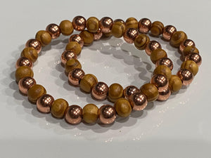 Aromatherapy Healing Stone Bracelet - Copper and Olive Wood - Oakwood Natural Living