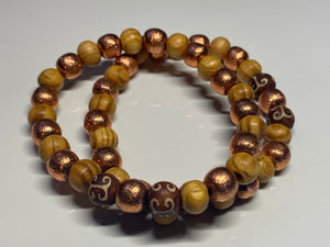 Aromatherapy Healing Stone Bracelet - Copper and Olive Wood